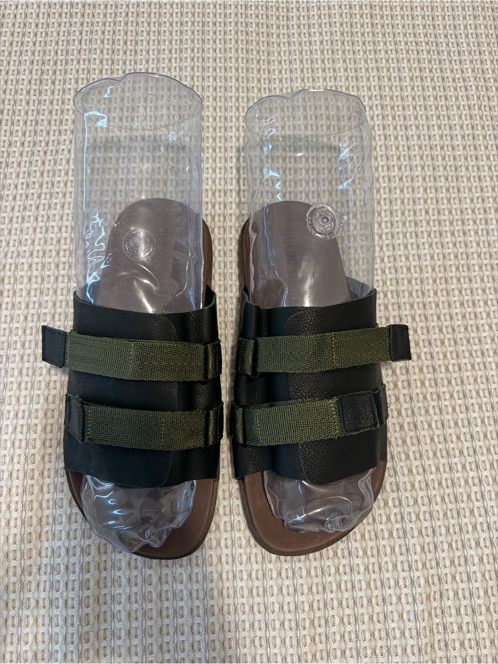 Outer Men's Black & Olive Strap Slide Sandals